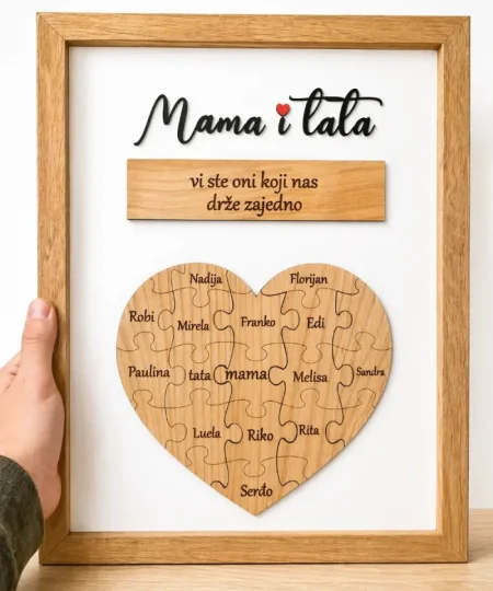 Personalizirani drveni okvir za 50 godina braka - unikatni poklon za zlatni pir