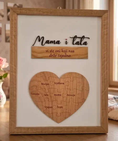 Personalizirani drveni okvir za 50 godina braka - unikatni poklon za zlatni pir