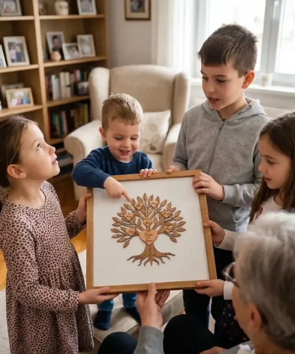 Personalizirano obiteljsko stablo s imenima kao poklon za 50 godina braka