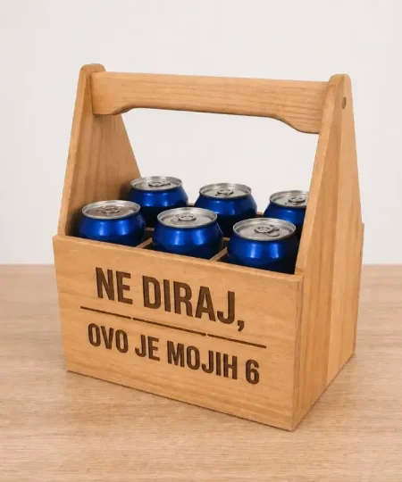 Personalizirana drvena gajba za pivo s natpisom ne diraj ovo je mojih 6 humor poklon za mu&scaron;karca