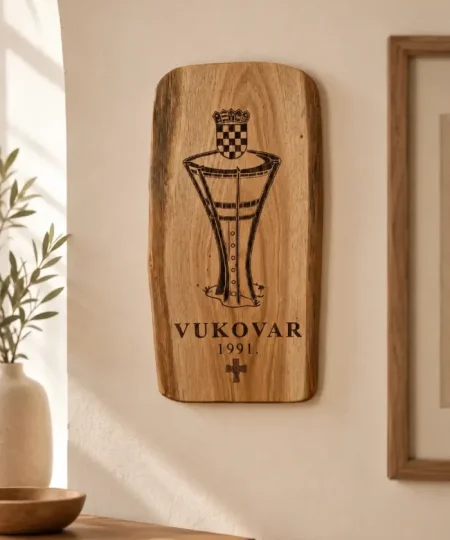 Drvena ploča Vukovar 1991 u poklon kutiji kao dar za domoljube