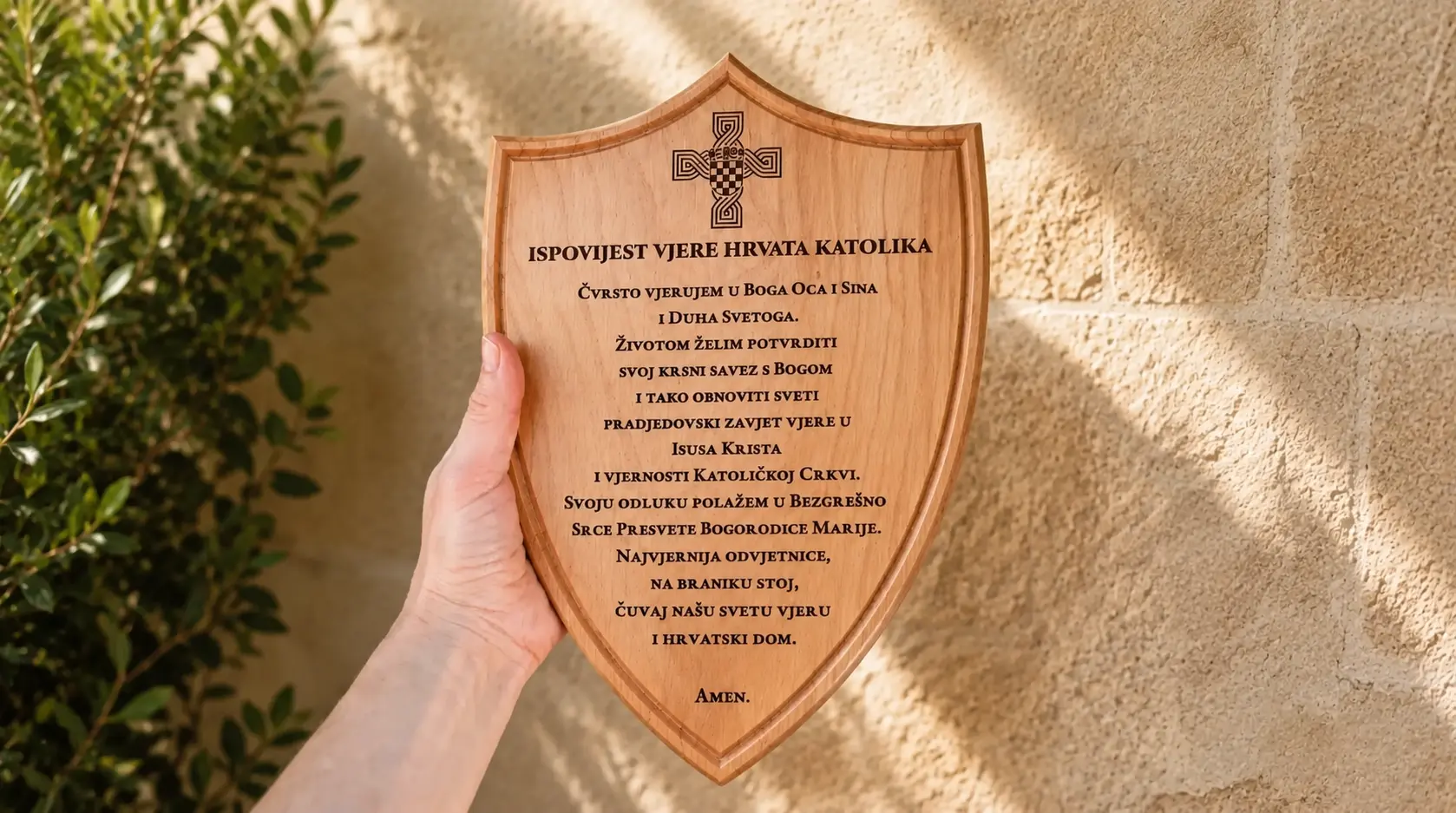 Ispovijest vjere Hrvata katolika drveni zidni štit